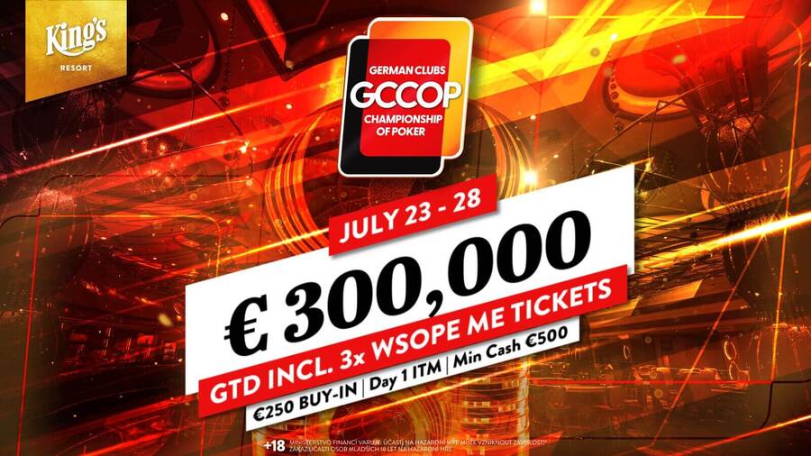 Main Event GCCOP garantuje minimálně €300.000 prize pool