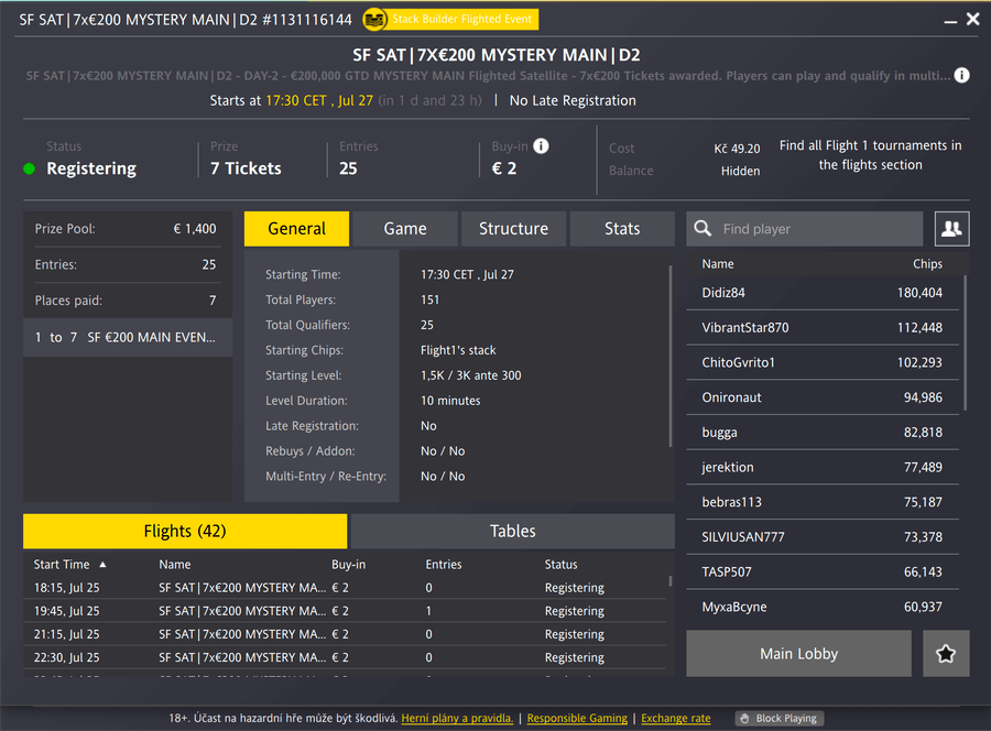 Lobby kvalifikačního turnaje do ME s garancí €200.000 na Fortuna Poker