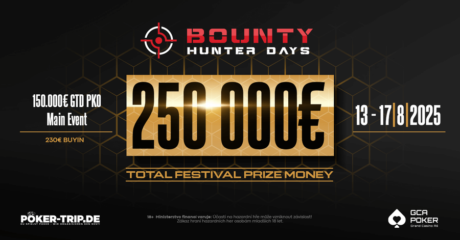 Main Event Bounty Hunter Days garantuje hru o minimálně €150.000