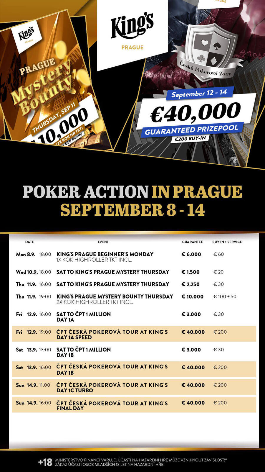 Program turnajů King’s Casino Praha
