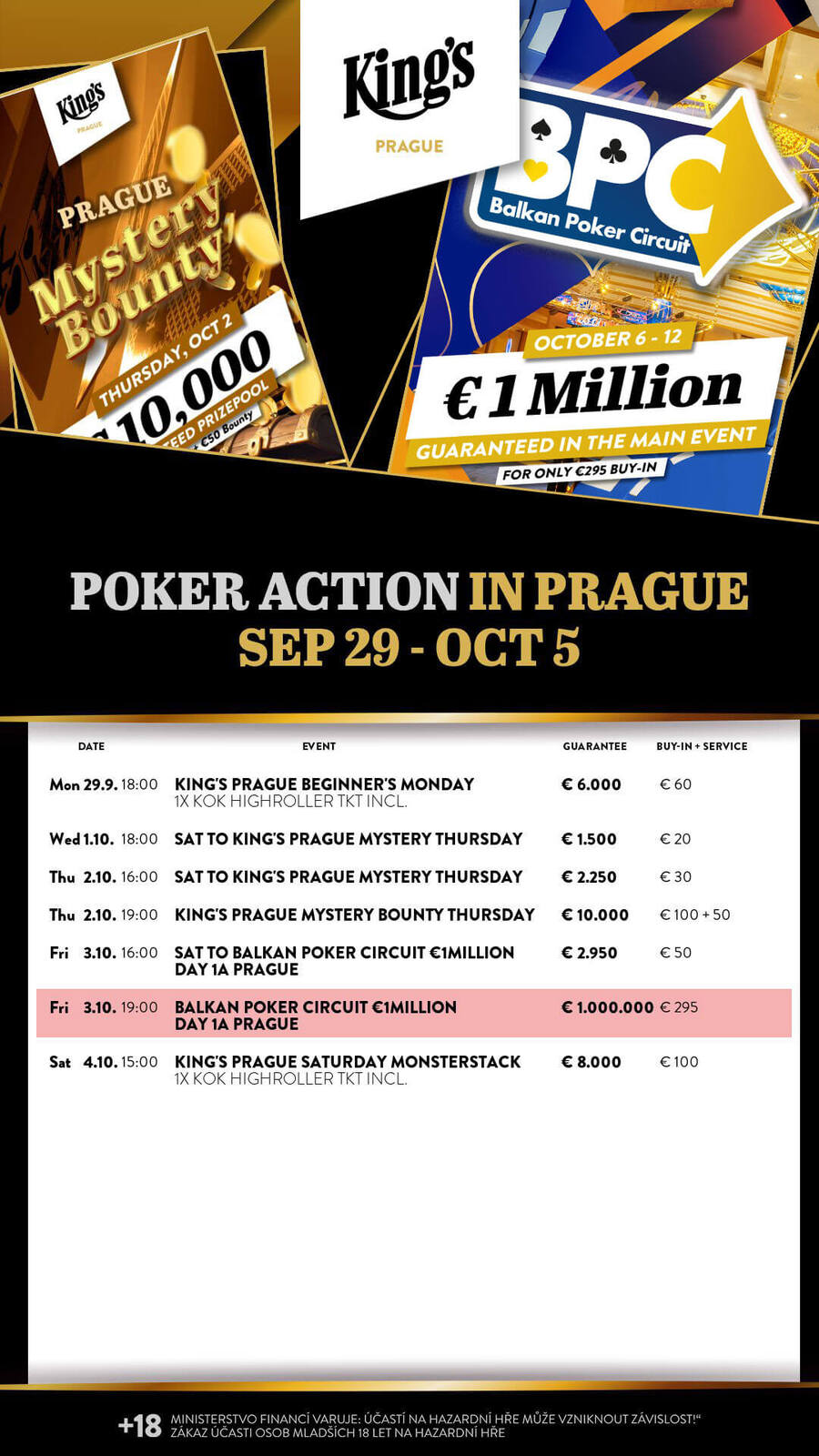 Program turnajů King’s Casino Praha