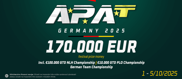 APAT festival v Grand Casinu Aš garantuje celkem €170.000 v prize poolech