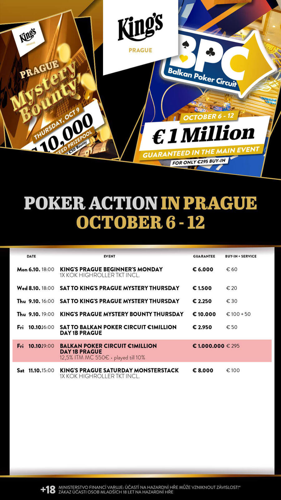 Program turnajů King’s Casino Praha