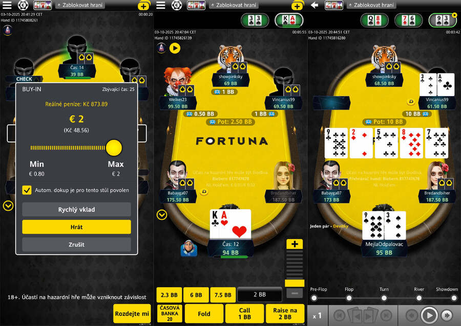 Mobilní rozhraní herny Fortuna Poker Mobilní rozhraní herny Fortuna Poker