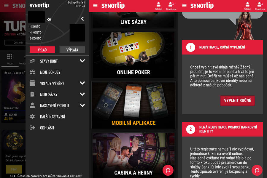 SynotTip aplikace – úvodní rozhraní a registrace SynotTip aplikace – úvodní rozhraní a registrace