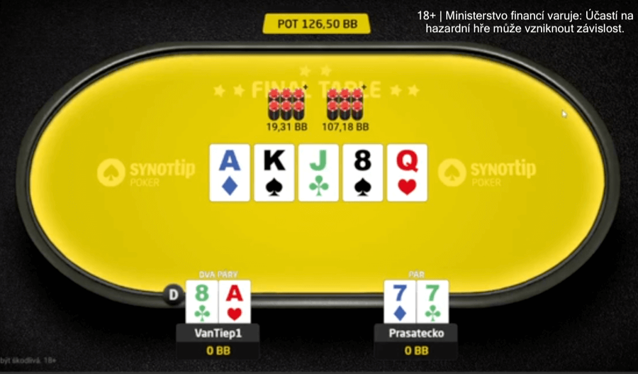 Závěrečná handa SPL GRAND na online herně SynotTip Poker
