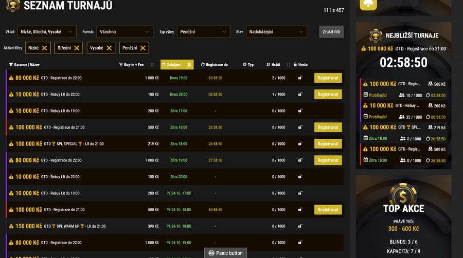 Lobby herny SynotTip Poker
