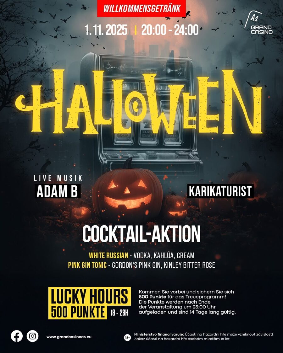 V Grand Casinu Aš si užijete Halloweenskou party V Grand Casinu Aš si užijete Halloweenskou party