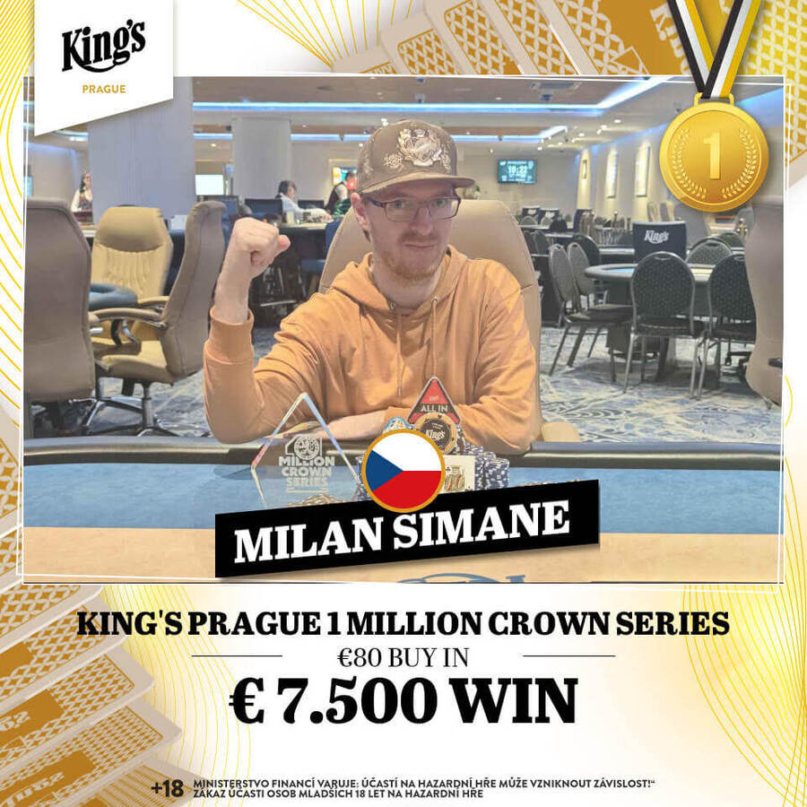 Milan Šimáně vyhrál Million Crown Series v King’s Casinu Prague