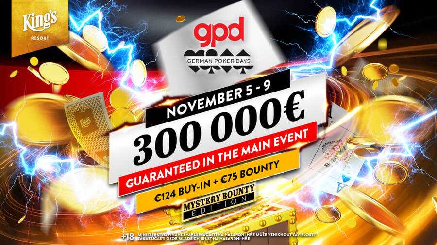 Main Event GPD garantuje minimálně €300.000 prize pool