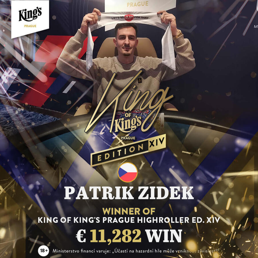 Patrik Žídek byl korunován šampionem King of King’s Prague Highrolleru