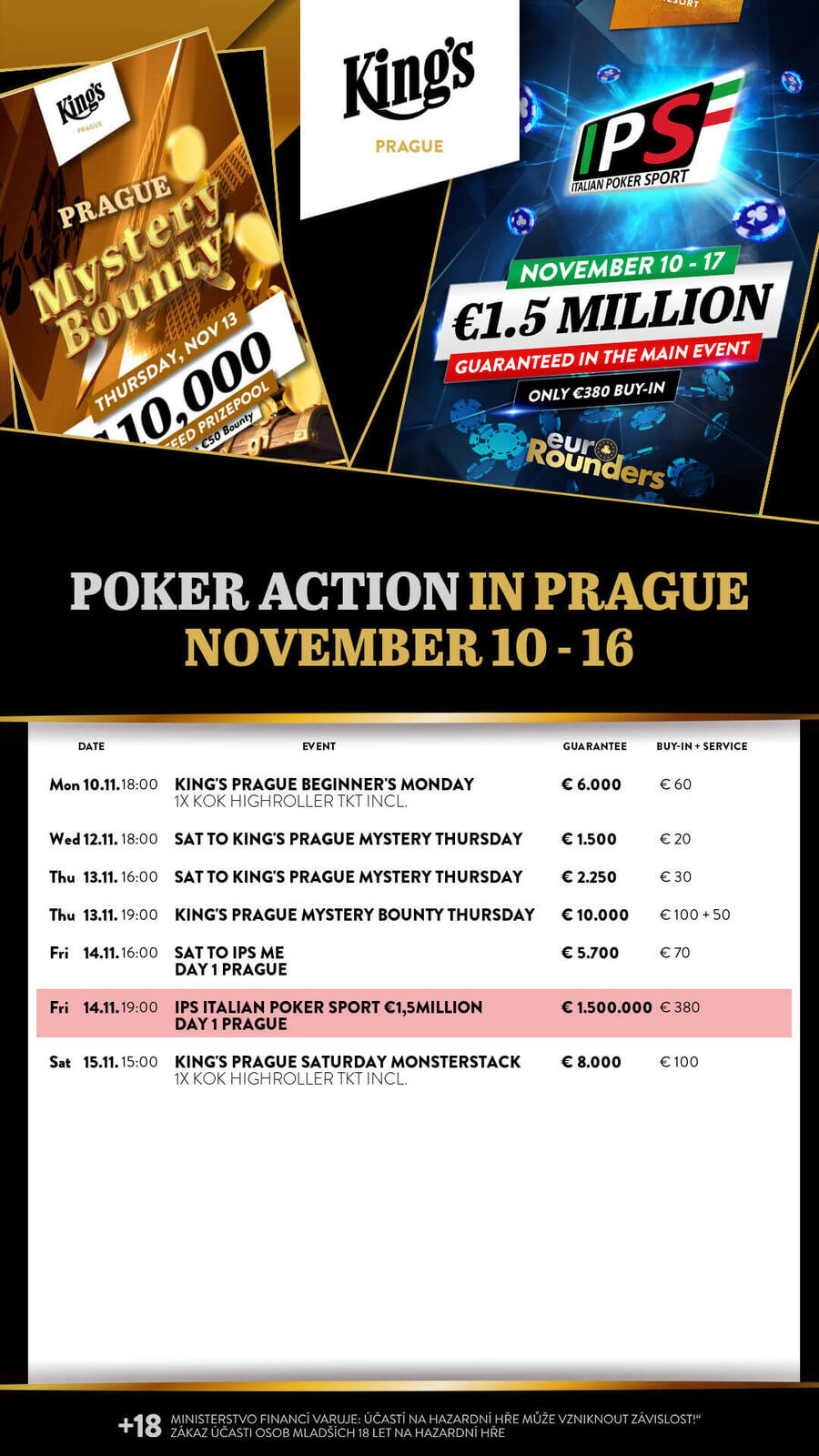 Program turnajů King’s Casino Praha