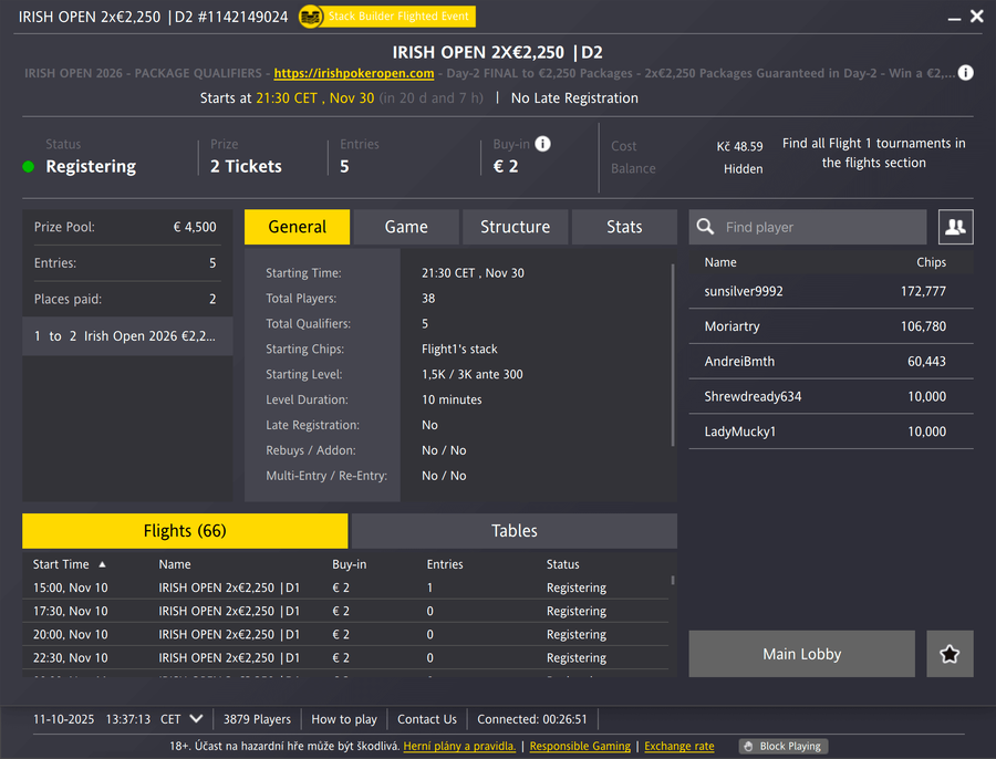 Lobby €2 kvalifikace na Irish Open