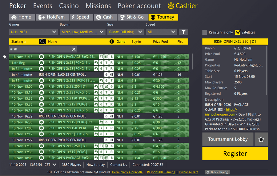 Lobby Fortuna kvalifikací na Irish Open 2026