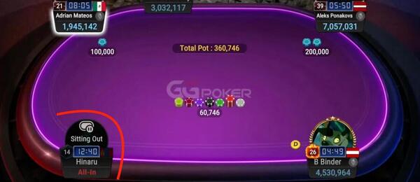 Hráč Hinaru na GGPokeru byl vyblindován na finálovém stole GGMillion$