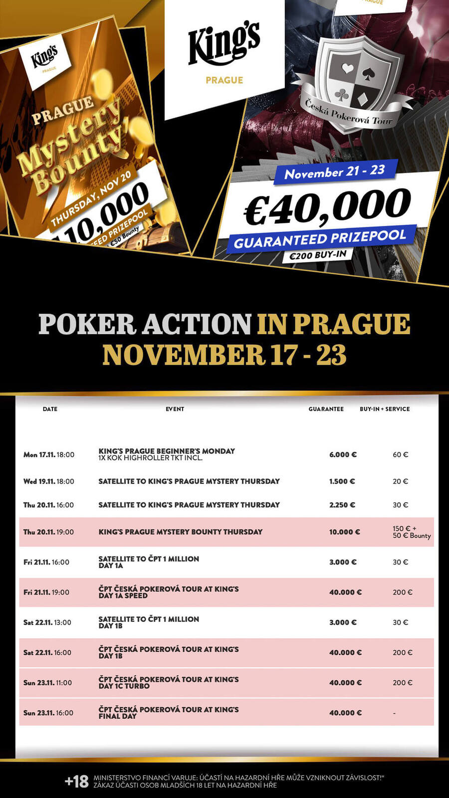 Program turnajů King’s Casino Praha