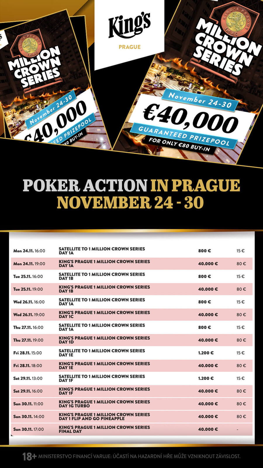 Program turnajů King’s Casino Praha