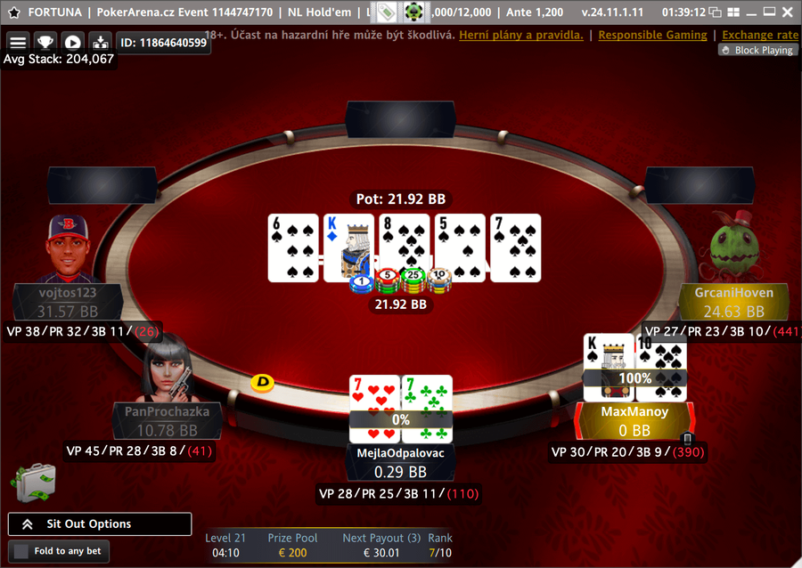 Online PokerArena event si zahrajete každou středu na Fortuně