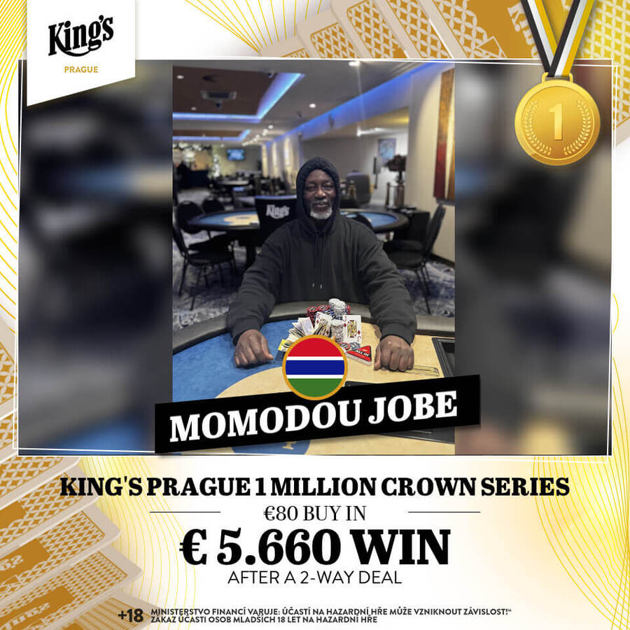 Momodou Jobe ovládl turnaj Crown Series v King’s Casinu Praha
