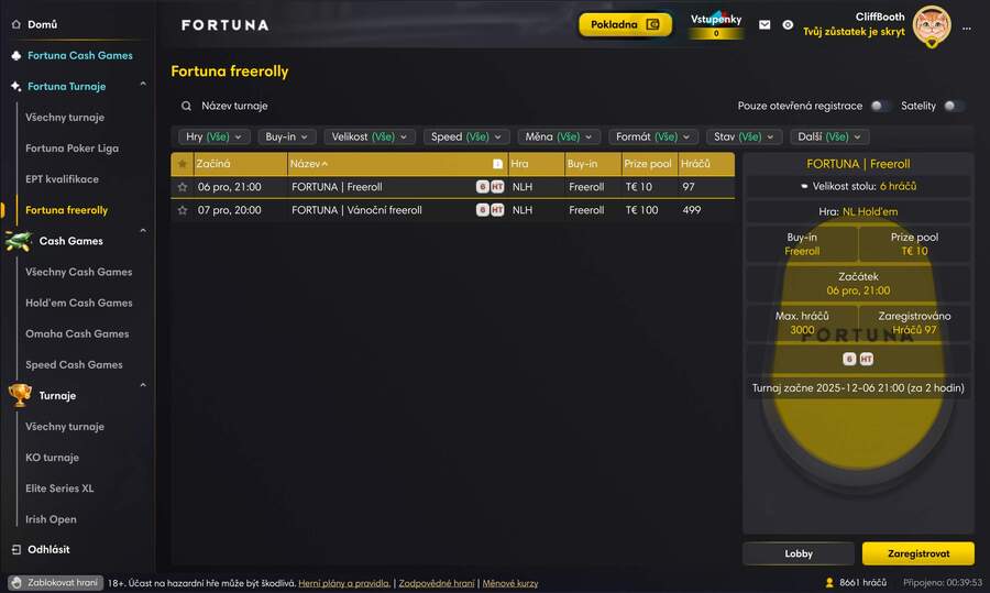 Fortuna poker freerolly pro české hráče v desktop aplikaci