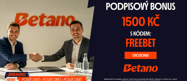 Betano rozdává jen DNES vstupní bonus zdarma v hodnotě 1 500 Kč + 400 free spinů