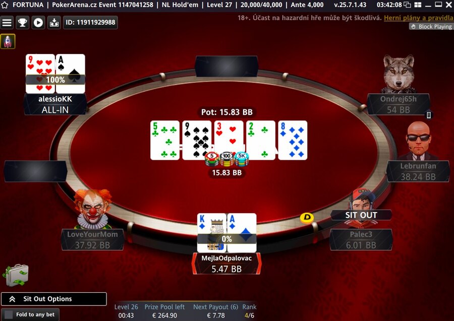 alessioKK vyhrál PokerArena event na Fortuně