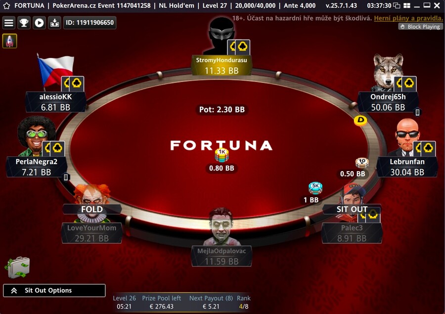 Finálový stůl PokerArena eventu