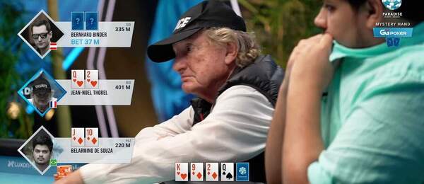 Jean-Noel Thorel zahodil ve finále WSOP Paradise Main Eventu dva páry, zkompletoval by pak vítězný full house