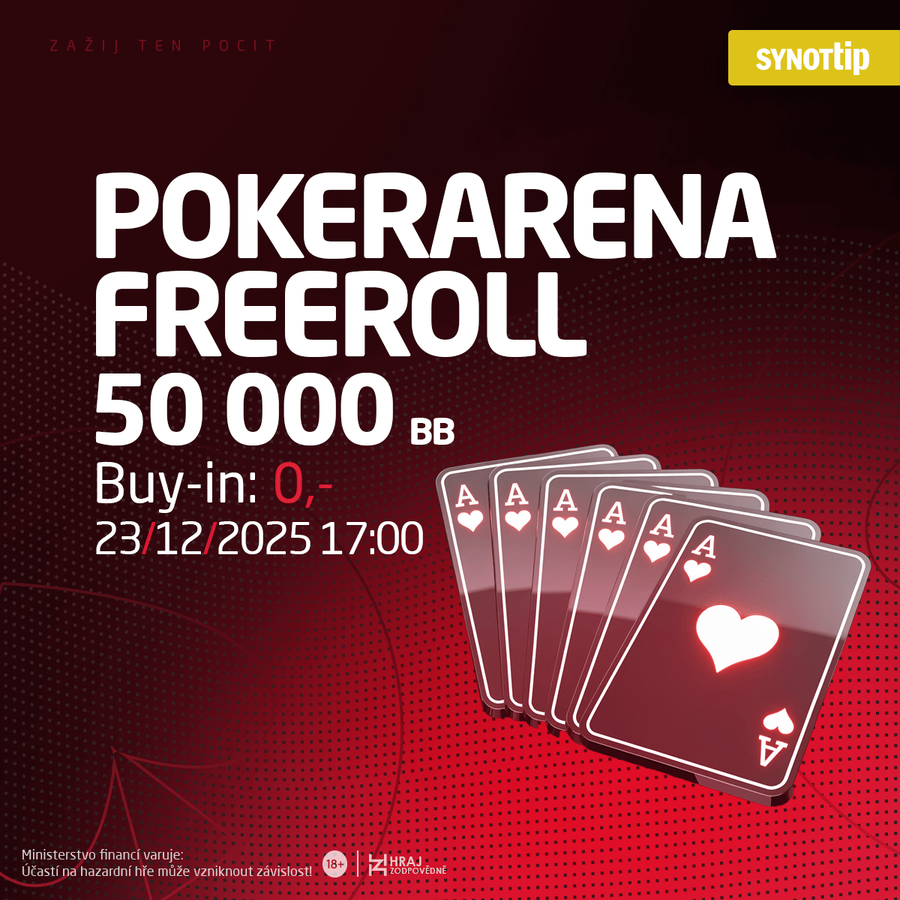 PokerArena Freeroll o&nbsp;50 tisíc a&nbsp;věcné ceny už toto úterý na online herně SynotTip Poker