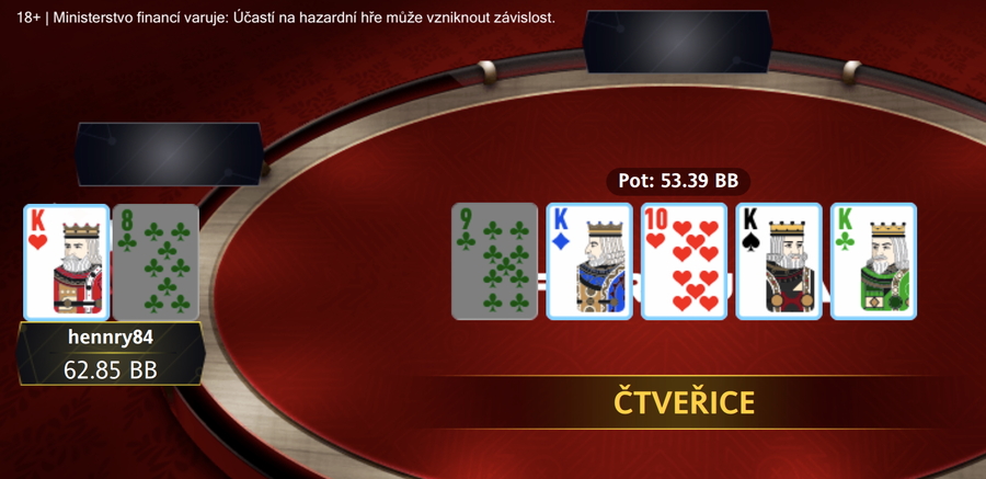 Poslední handa silvestrovského PokerArena.cz Eventu na online herně Fortuna Poker