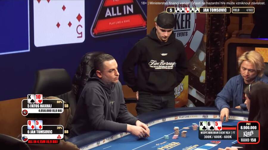 Jan Tomšovic na finálovém stole WSOPC Mini Main Eventu King’s Casina Rozvadov
