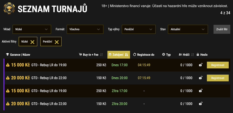 Nové online turnaje v&nbsp;lobby herny Synot Tip Poker