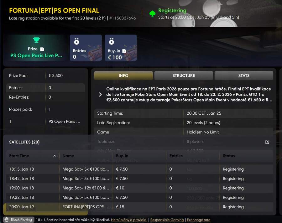 PS Open finální kvalifikace na Fortuně