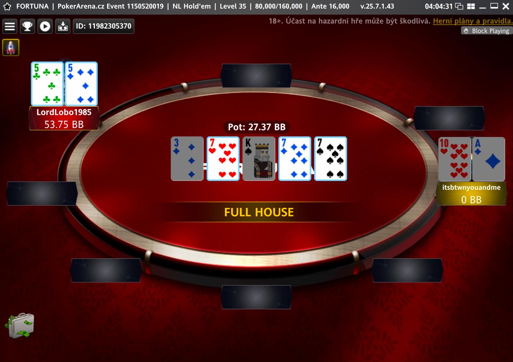 LordLobo1985 vyhrál PokerArena Event