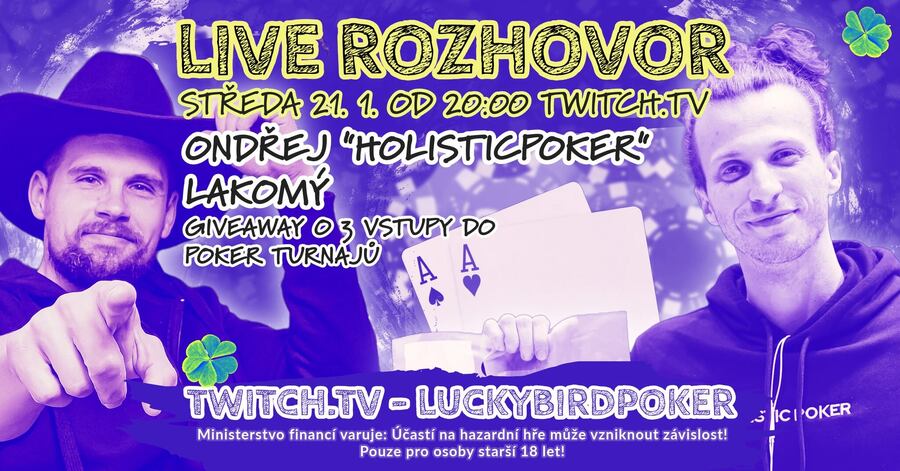 Sledujte živý rozhovor Lucky Birda s&nbsp;Ondřejem Lakomým dnes na Twitchi