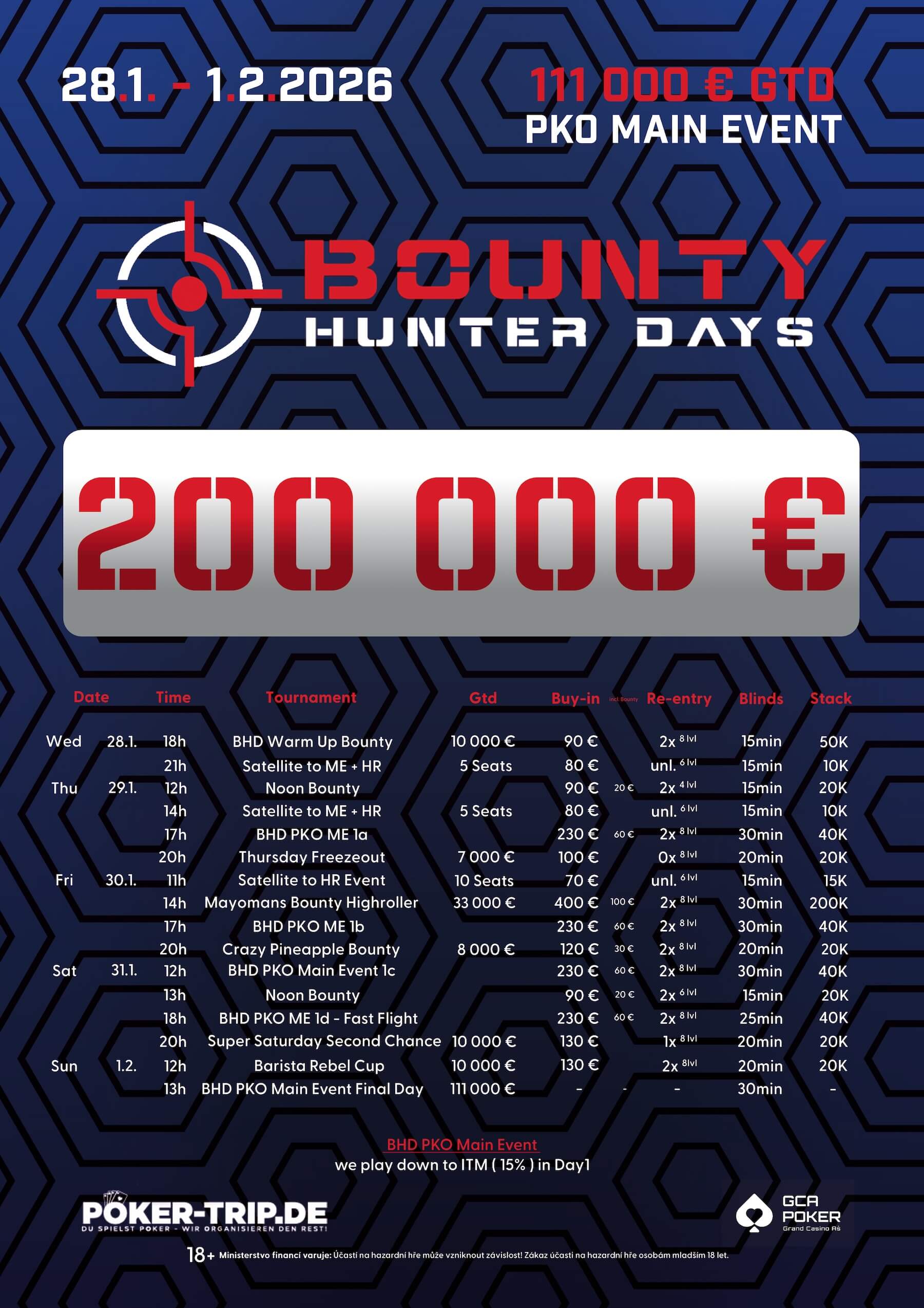 Program turnajů Bounty Hunter Days v&nbsp;Grand Casinu Aš