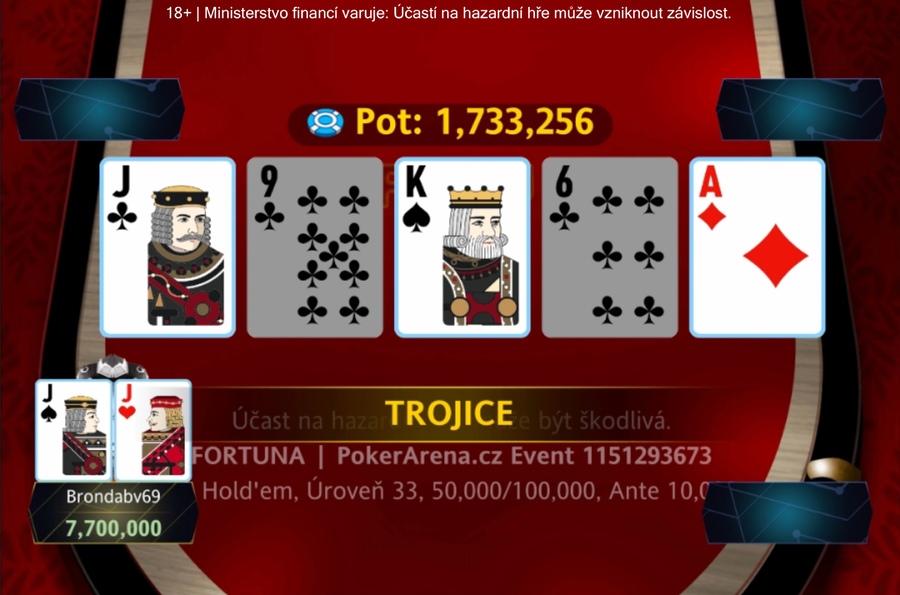 Poslední PokerArena Event na Fortuně ovládl se setem jacků Brondabv69
