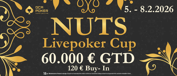 Nuts Livepoker Cup garantuje minimálně €60.000 prize pool