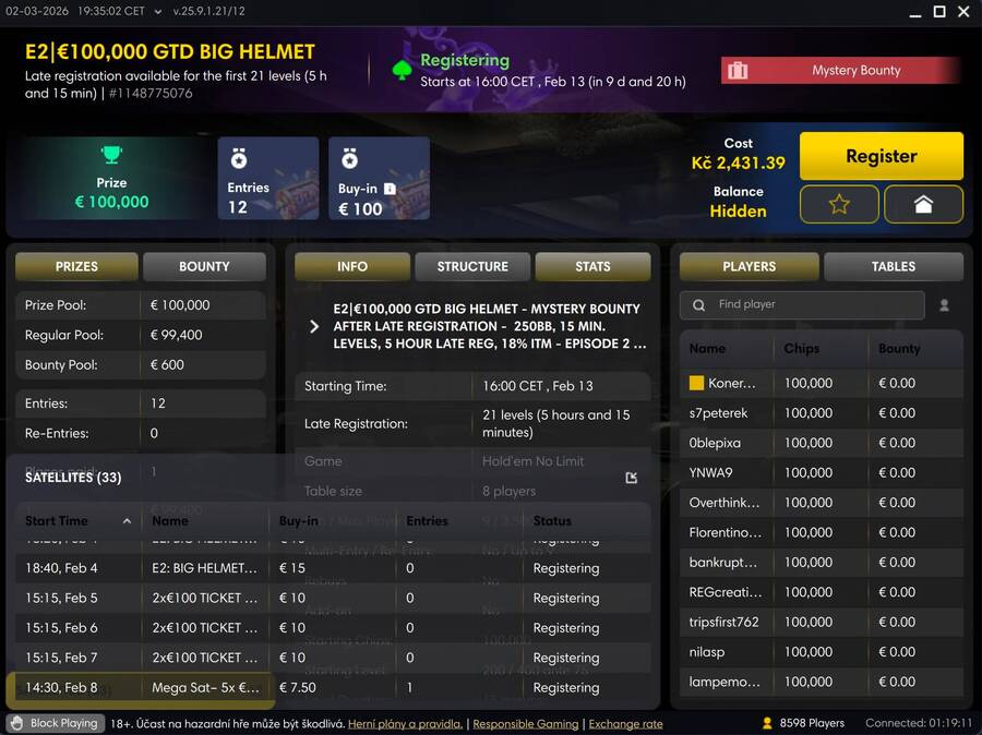 Zahrajte si Big Helmet na Fortuna Poker