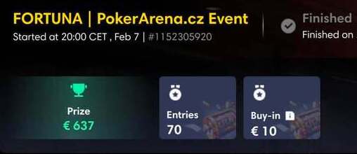 PokerArena Event – lobby turnaje
