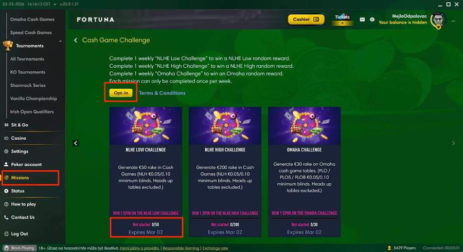 Kde nalézt Fortuna pokerové mise?