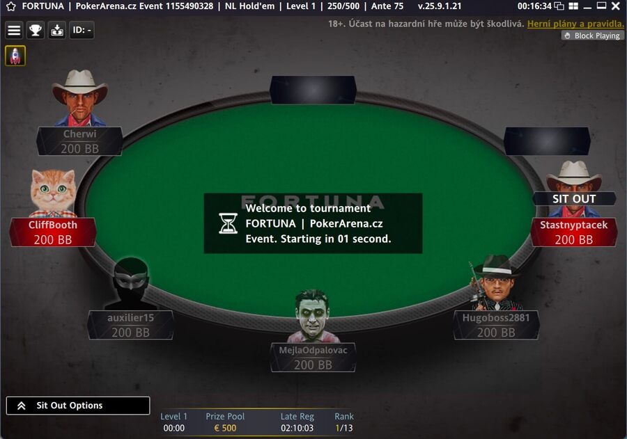 Start PokerArena Eventu na Fortuně