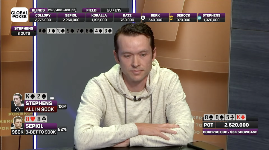 Kent Stephens se zachraňuje v&nbsp;PokerGO Cupu