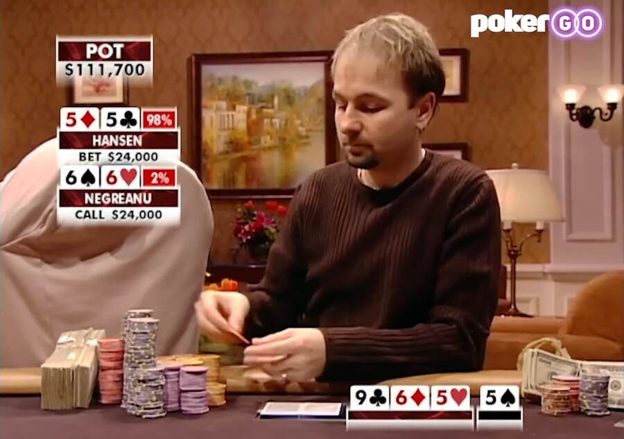 Daniel Negreanu vs. Gus Hansen v&nbsp;památné handě pořadu High Stakes Poker