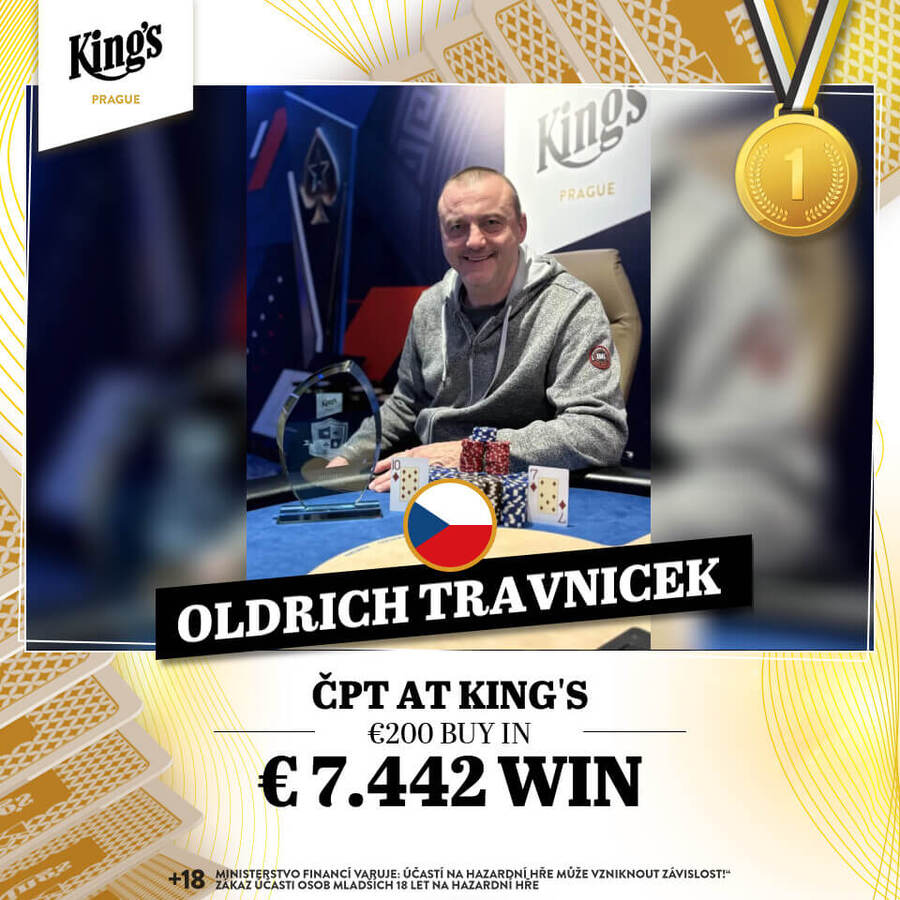 Oldřich Trávníček vyhrál v&nbsp;King’s Praha už šestou ČPT trofej