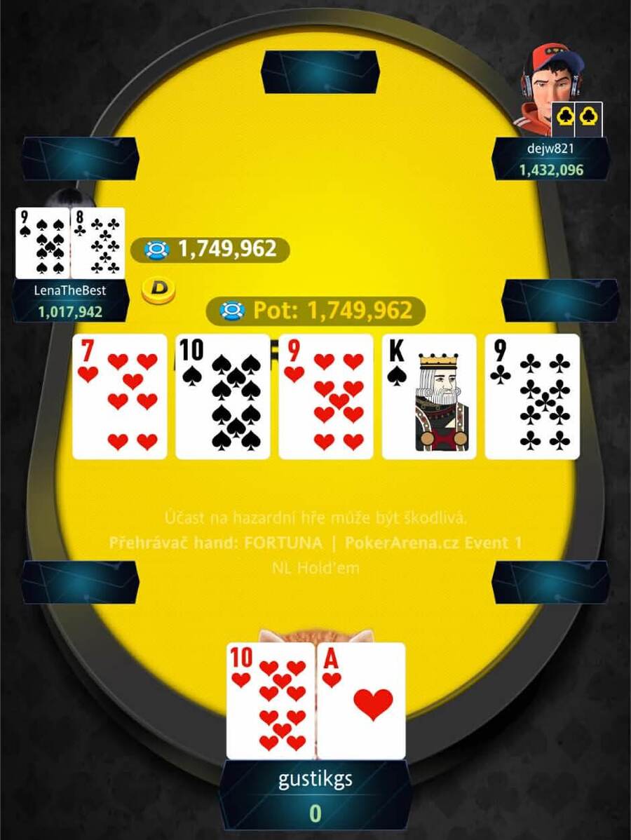 Gustikgs busto handa v&nbsp;PokerArena Eventu na Fortuně