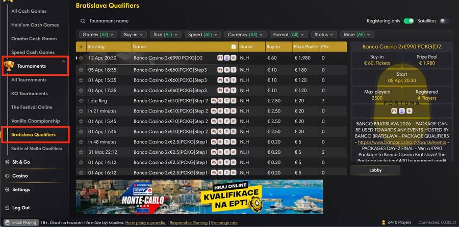 Kvalifikujte se na Fortuně do Banco kasina v&nbsp;Bratislavě