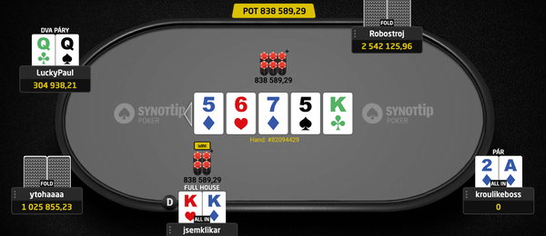 Klikařova 3-way točka na bublině finálového stolu