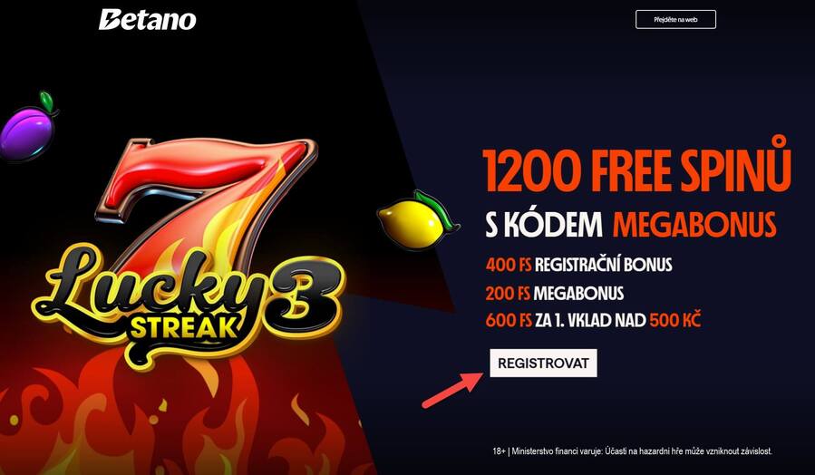 Úvodní stránka při registraci a&nbsp;zadávání promo kódu. Zde se klikne na tlačítko REGISTROVAT.