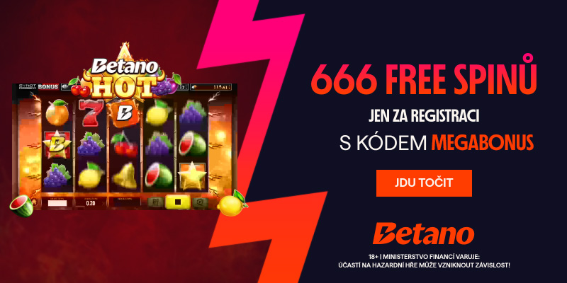 Za Betano promo kód MEGABONUS získáte bonus 666 free spinů